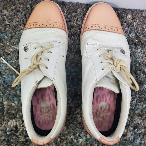 G Fore Golf Shoes Womens Size 8 Gallivanter Cap Toe Snow Blush Spikeless - Picture 7 of 12